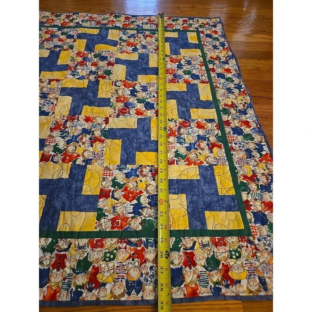 Vtg Patchwork Quilt Handmade‎ Baby Throw Reversible Blanket Kids Children Red